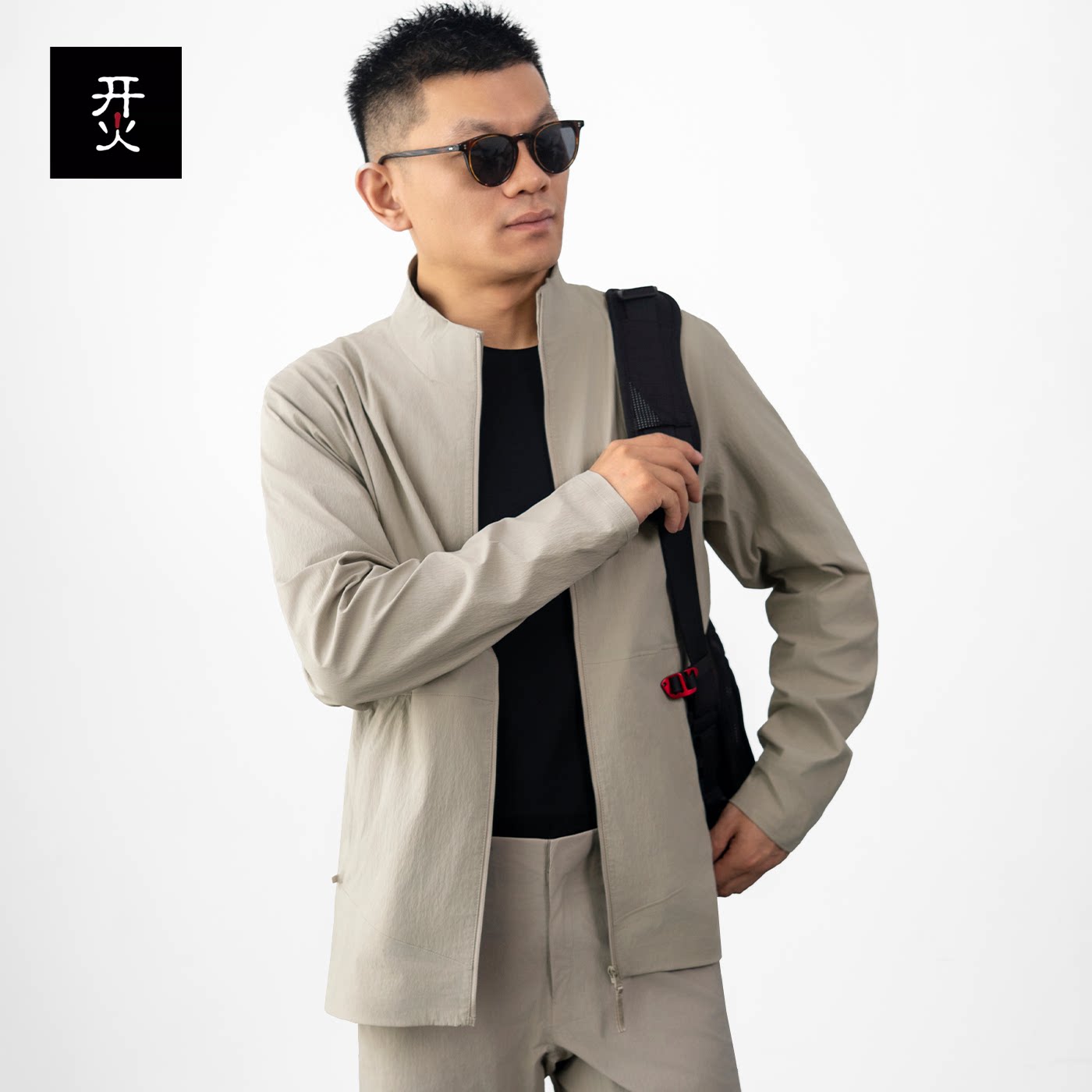 商版微皱哑光弹力立领防风夹克图片