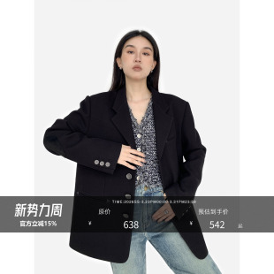 外套 拼接麂皮设计复古腔调休闲廓形西装 HONORE古月 秀场杂志feu