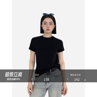 HONORE古月 简约主义人手bi备纯色百搭短袖 圆领修身 正肩T 强推T王