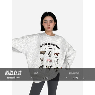 HONORE古月 插针绣设计Z工刺绣圆领卫衣宽松休闲上衣 zoo原创系列