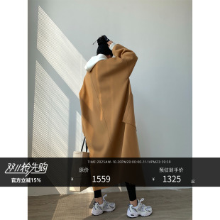 驼色宽松长款 高定系列双面羊绒大衣 毛呢外套 王炸款 HONORE古月