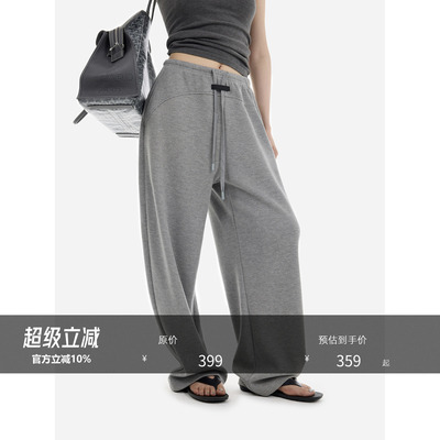 HONORE通勤百搭皮标卫裤休闲裤