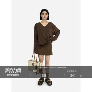 醋酸天丝爽滑竹节棉宽松大V领防晒空气罩衫 HONORE古月 休闲fit