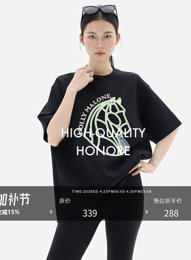 HONORE古月 ”以梦为马“原创立体logo小马宽松廓形短袖T
