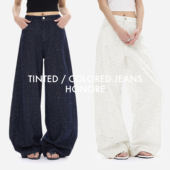 重磅定制满天星泼墨彩点 85折 新品 阔型直筒牛仔裤 HONORE古月