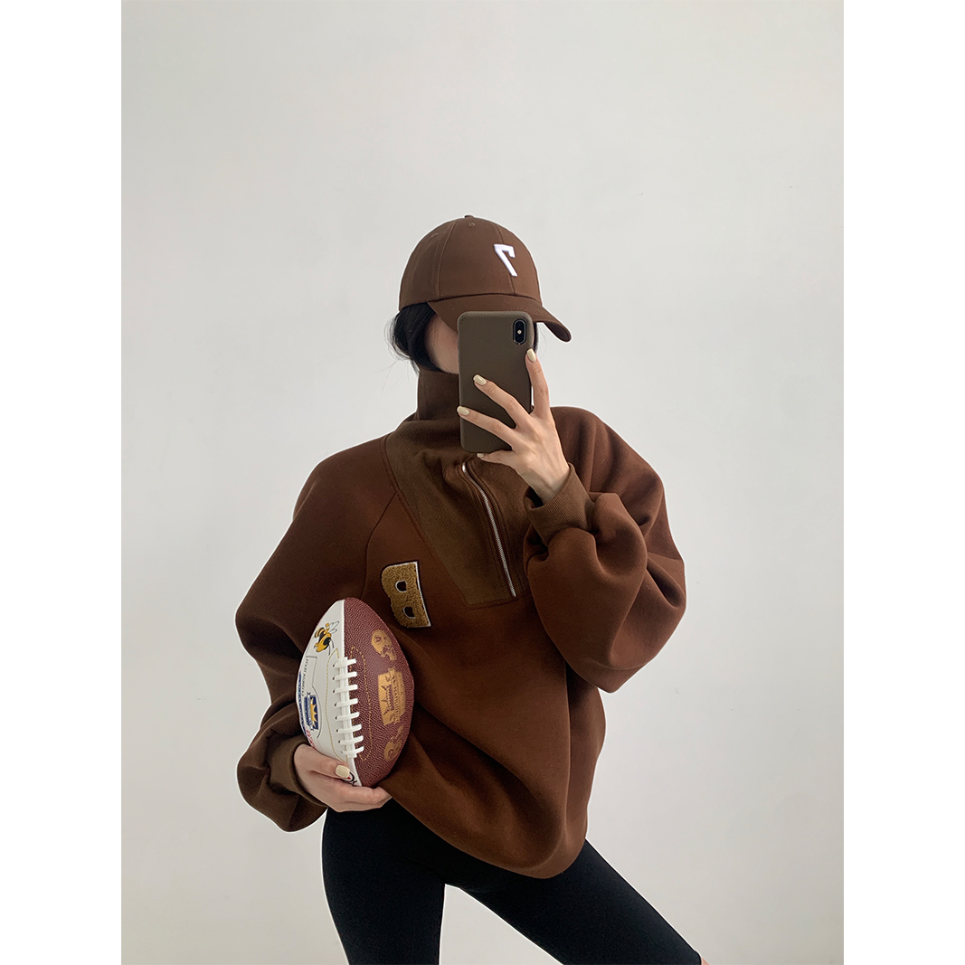 美式复古POLO领刺绣卫衣