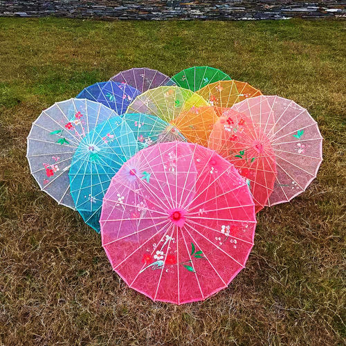 手绘透明丝绢古风舞蹈伞影楼用