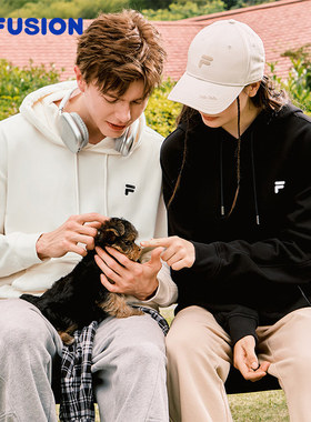 FILA FUSIONFila潮牌情侣款连帽运动衫2025秋新款纯棉宽松针织上