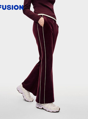FILA FUSIONFila潮牌针织长裤女2026春新年款时尚休闲红色直筒裤
