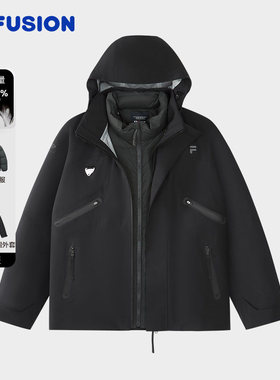 FILA FUSIONFila潮牌羽绒服两件套男2026春季新款保暖三合一外套