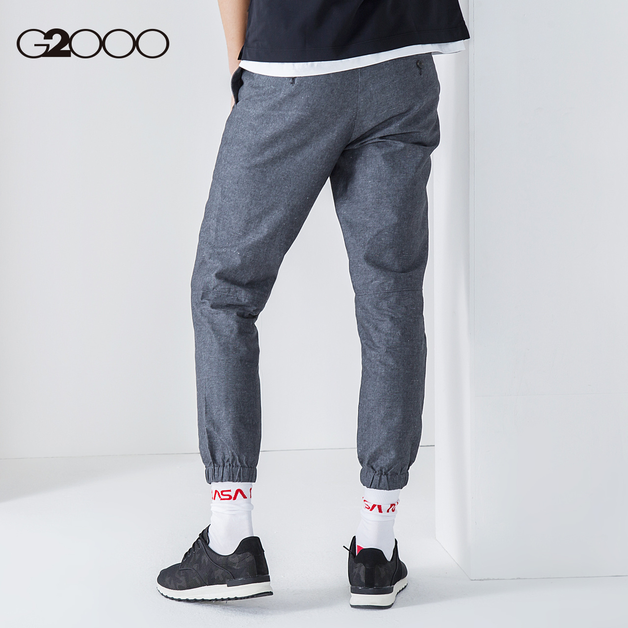 G2000棉麻透气褶边小脚修身长裤 夏季款平纹布青年束脚休闲裤在类目 男装, 休闲裤中 - 来自Buy2taobao.com提供专业的淘宝代购服务