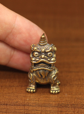小号实心纯铜独角兽麒麟摆件招财