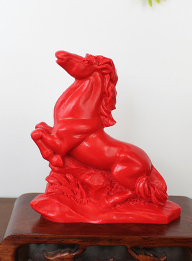 红朱砂生肖马小摆件12属相装饰品