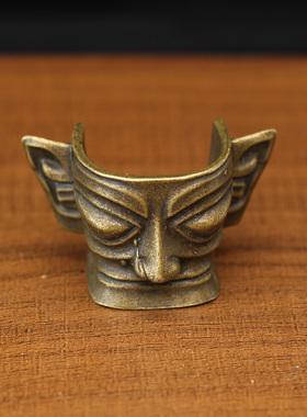 仿古蜀铜器黄铜立人像面具金面罩神鸟神树摆件工艺品三星堆纪念品