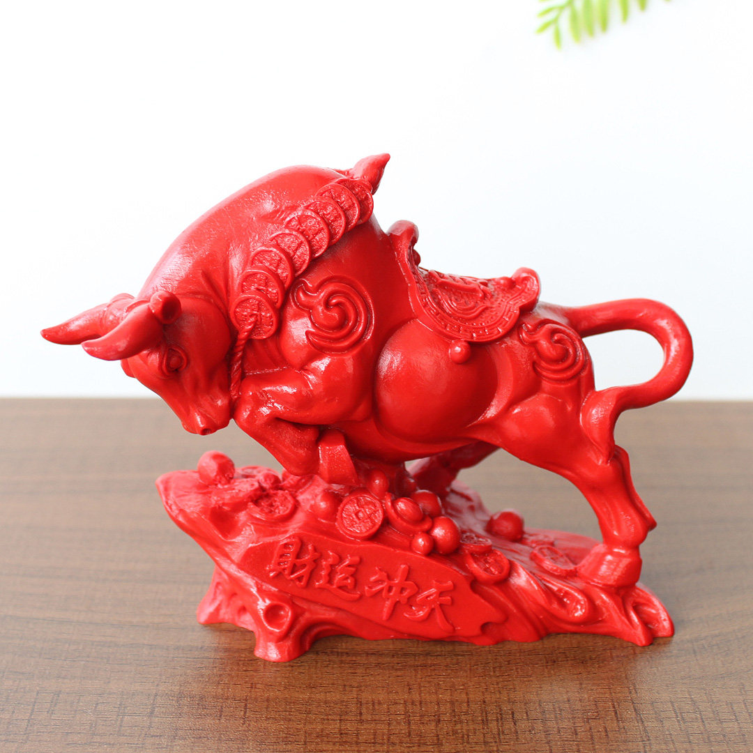 朱砂辰砂牛年本命年吉祥物生肖牛财运冲天招财牛金牛书房书桌摆件