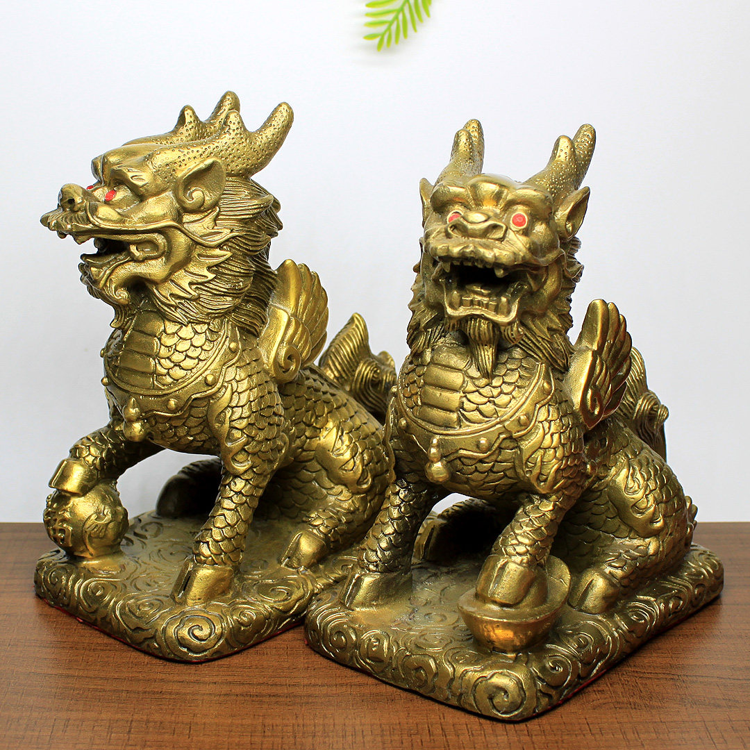 家居客厅纯铜麒麟摆件瑞兽工艺品