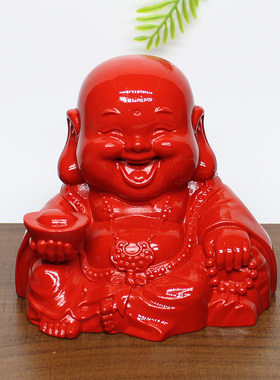 天然红色朱砂招财佛元宝金蟾佛大肚佛弥勒佛笑佛汽车车内车用摆件