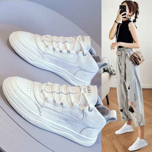 真皮小白鞋女2025新款
