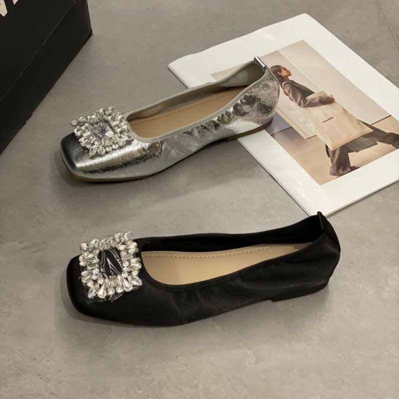 优雅风水钻方扣平底鞋女2026软底休闲方头一脚蹬单鞋高级感通勤鞋,女鞋,时尚休闲鞋,淘宝优惠券,粉丝福利购,淘宝优惠卷