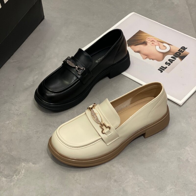 英伦乐福鞋女厚底增高一脚蹬