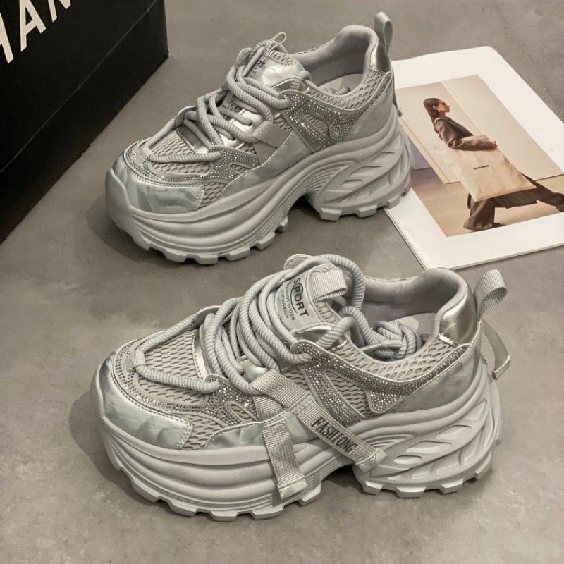 休闲风厚底老爹鞋女2025新款增高运动鞋网面低帮百搭显脚小松糕鞋,女鞋,时尚休闲鞋,淘宝优惠券,粉丝福利购,淘宝优惠卷