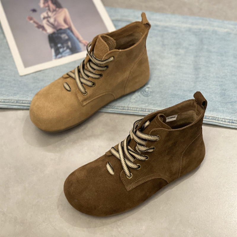 真皮内增高复古马丁靴女2024秋季新款平底舒适圆头休闲透气勃肯鞋,女鞋,马丁靴,淘宝优惠券,粉丝福利购,淘宝优惠卷