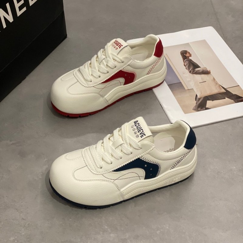 休闲运动风拼色德训鞋女2026厚底系带小白鞋低帮圆头百搭透气板鞋,女鞋,时尚休闲鞋,淘宝优惠券,粉丝福利购,淘宝优惠卷