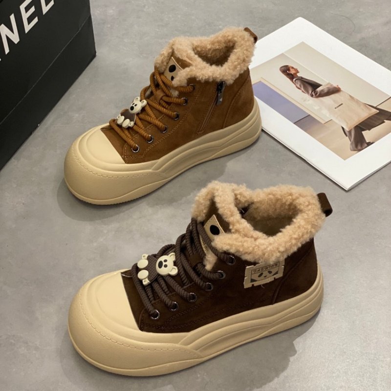 真皮高帮鞋加绒保暖厚底面包鞋2025冬季新款女休闲运动鞋雪地棉鞋,女鞋,时尚休闲鞋,淘宝优惠券,粉丝福利购,淘宝优惠卷