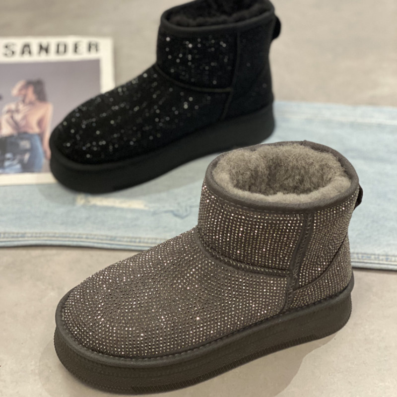 时尚满水钻加绒雪地靴女2025冬季新款保暖厚底短筒网红小香风棉靴,女鞋,时尚雪地靴,淘宝优惠券,粉丝福利购,淘宝优惠卷