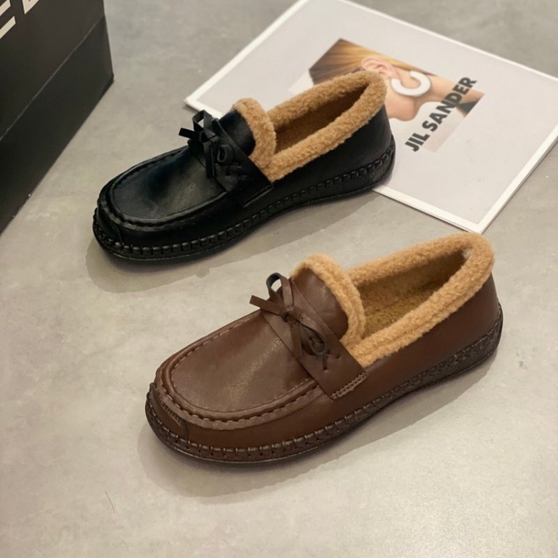 加绒乐福鞋女2025冬季新款舒适一脚蹬毛毛鞋平底软底豆豆鞋休闲鞋,女鞋,时尚休闲鞋,淘宝优惠券,粉丝福利购,淘宝优惠卷