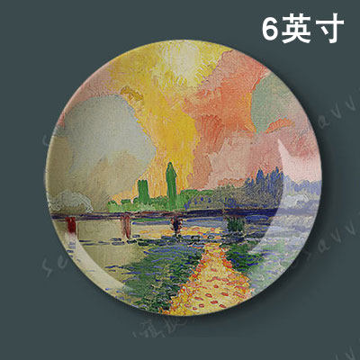 野兽派安德鲁德朗油画装饰盘欧式客厅餐厅墙壁挂盘陶瓷盘 6英寸