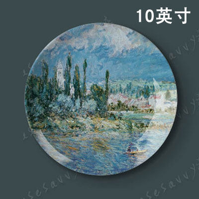 10英寸莫奈油画装饰画盘餐厅背景墙盘画 装饰盘子挂墙壁挂盘摆盘