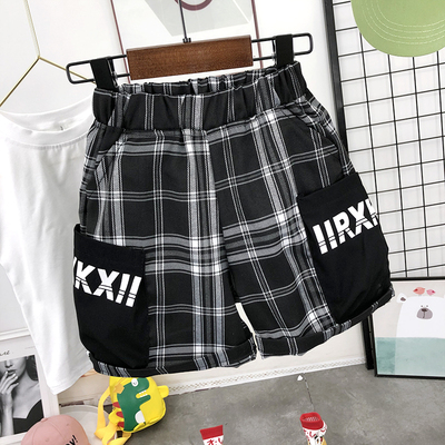 男童格子洋气百搭工装韩版五分裤