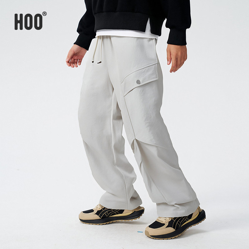 hoo男童休闲裤初中生宽松工装裤青少年直筒阔腿裤中大童裤子潮牌