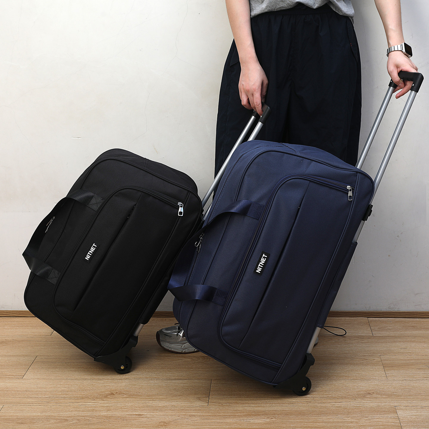 短途旅行带轮子可折叠收纳包外出打工装衣服行李包学生上学拉杆包