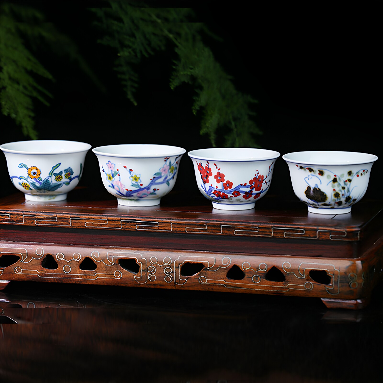 京德 贵和祥人气手绘窑变花卉大茶杯 景德镇陶瓷 功夫茶具品茗杯