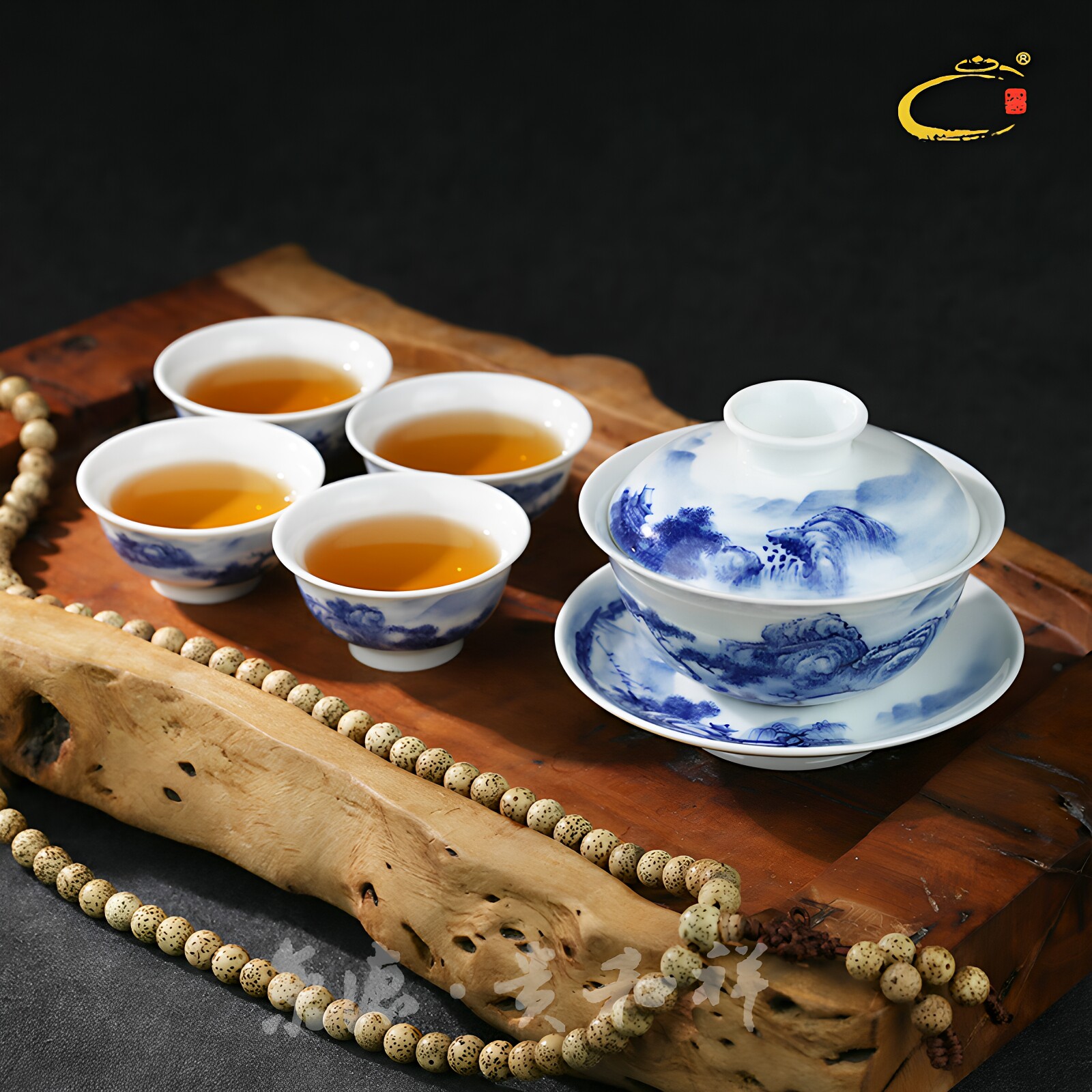 贵和祥全手工青花整套功夫茶具图片