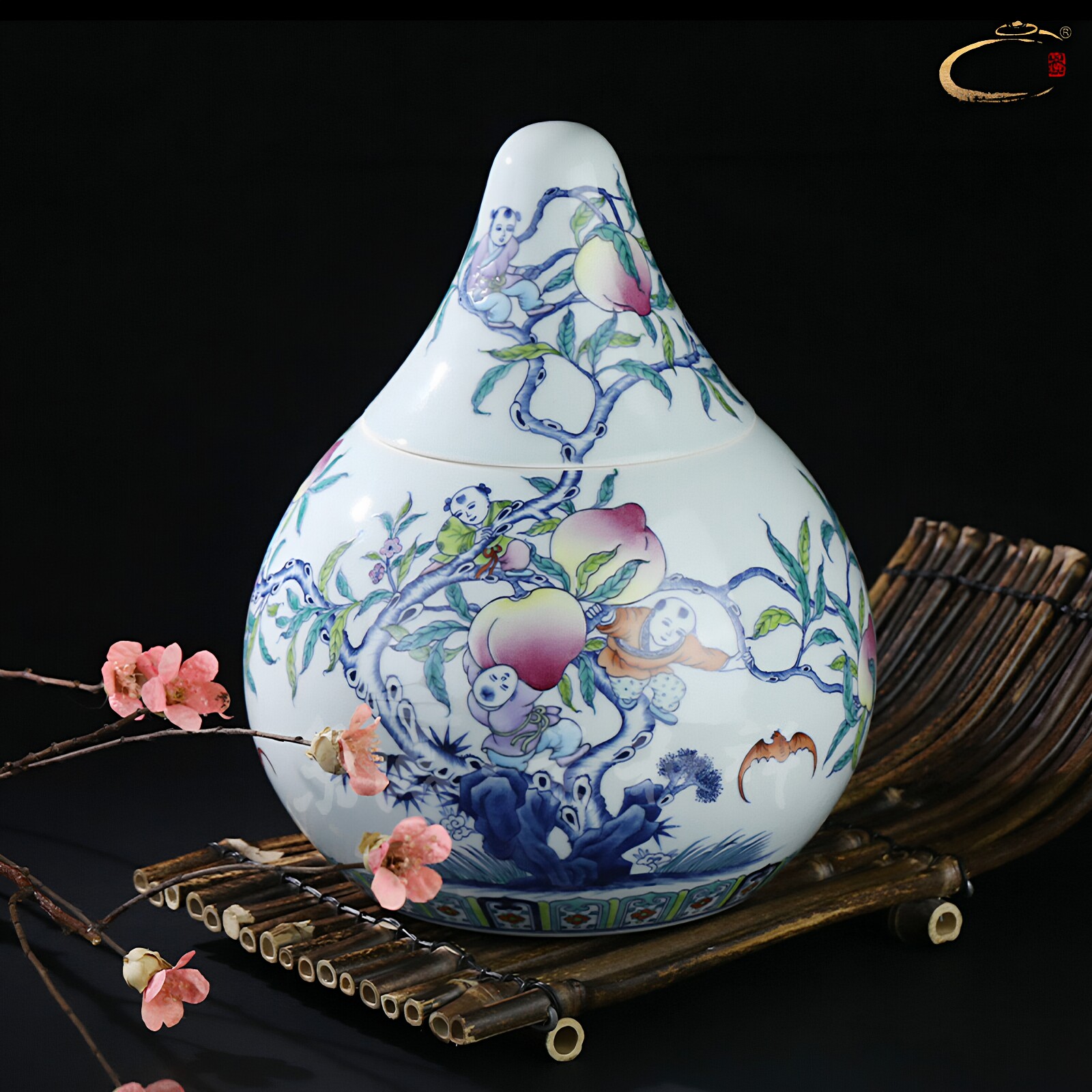 贵和祥限量茶叶罐景德镇纯手工储茶罐限量珍藏青花富贵报喜长寿罐