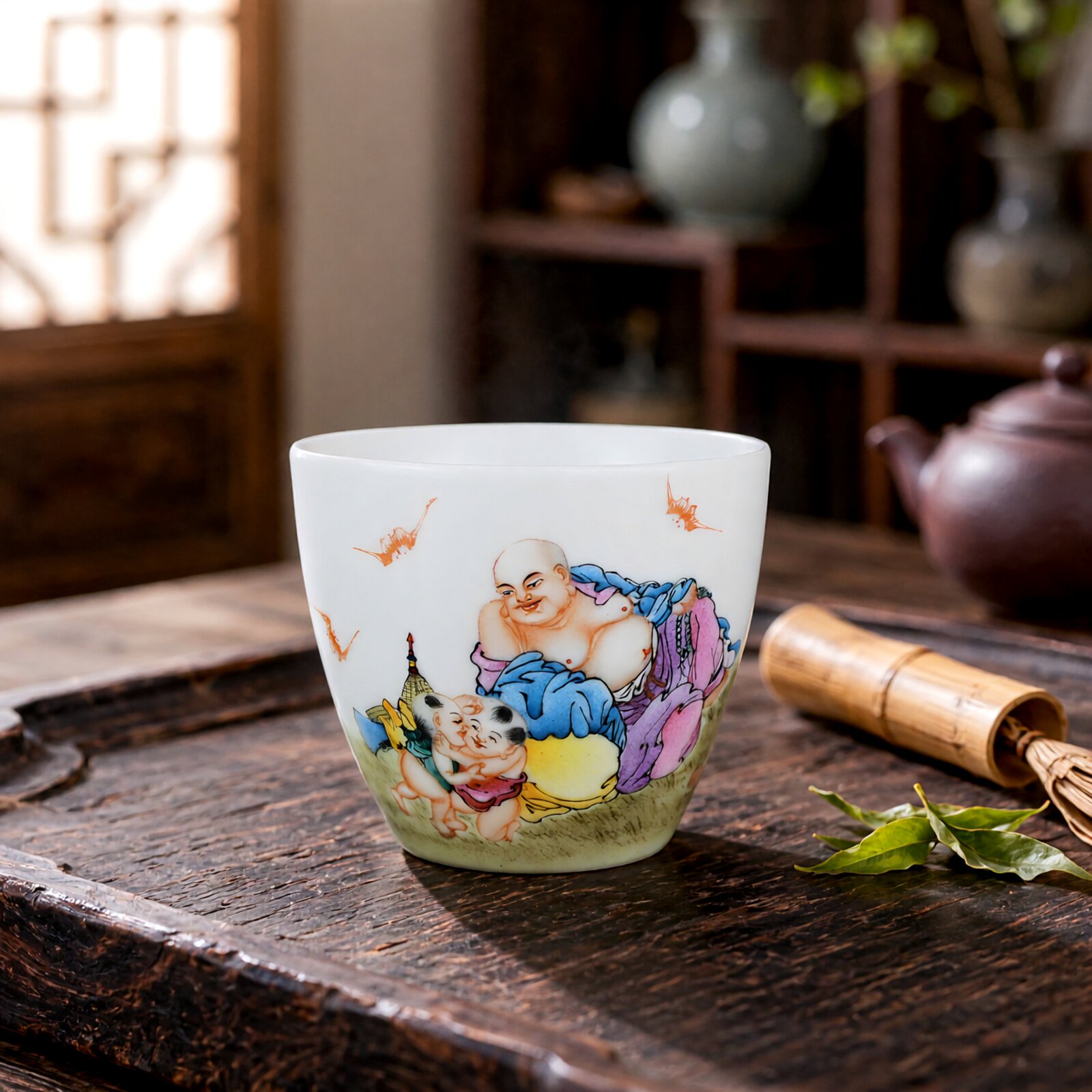 京德窑陶瓷原矿手绘粉彩功夫茶杯