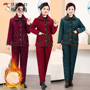 洋气棉衣棉裤 中年女装 加绒加厚洋气妈妈装 啄木鸟2025年秋冬新款