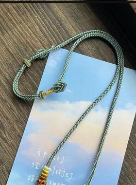 纯挂绳编织绳吊坠黄金玉石高档调节项链佛头蜜蜡翡翠绳八股手工绳