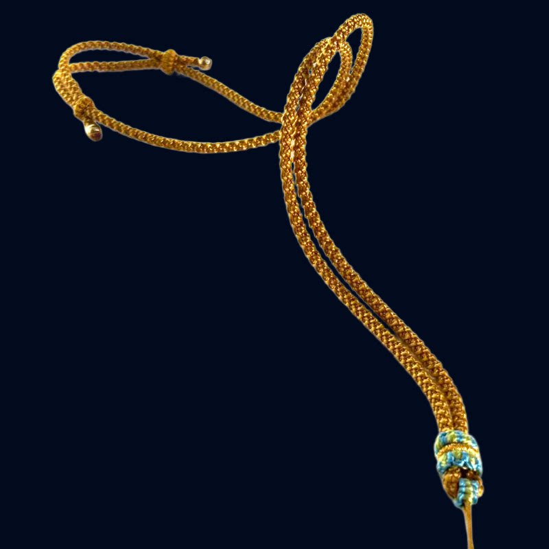 黄手工绳菠萝结项链挂绳吊绳diy半成品毛衣链饰品流行平结绳