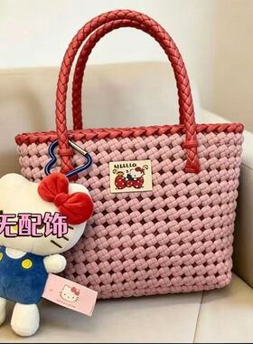 DIY编织篮沙滩野餐收纳筐海边度假菜篮便携