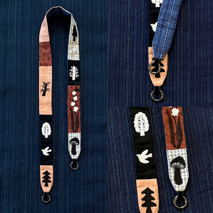 手机包包背带刺绣材料包diy老土布植物染布料挂脖短斜跨手机绳