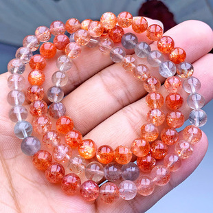 天然阿鲁沙三圈佛珠手串 日光石金太阳绿柱石多圈饰品厂家