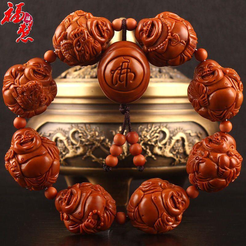 新款橄榄核手串2.0手工核雕瑞兽八大弥勒橄榄胡雕刻文玩男女手链