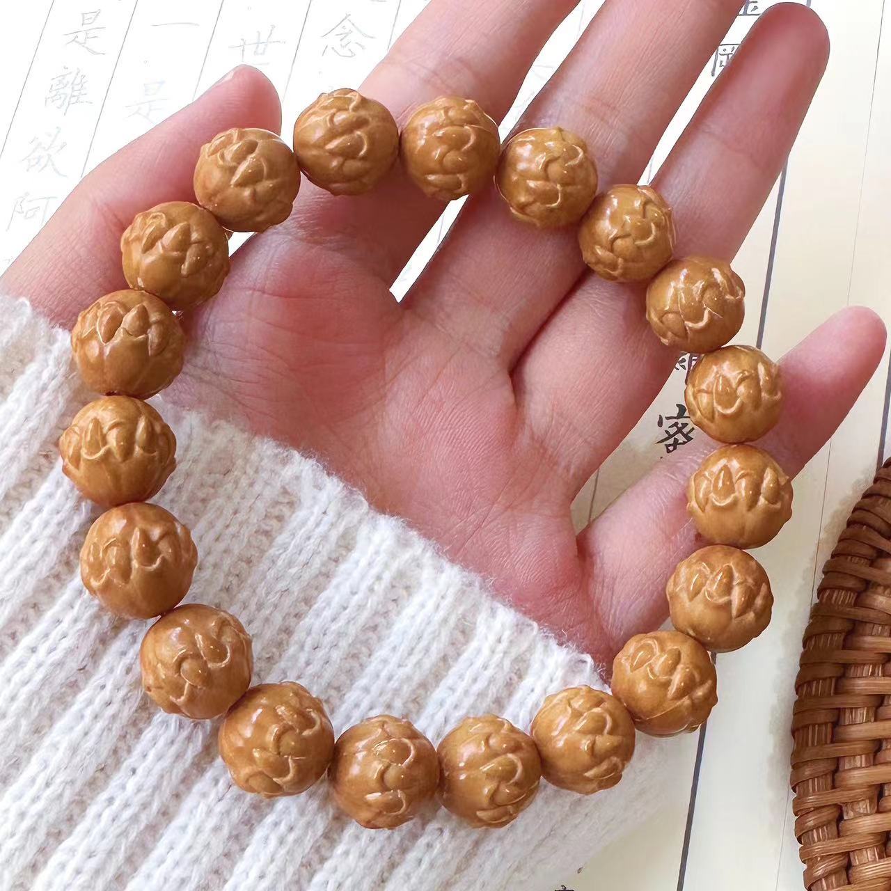猴头手串手工雕刻虎爪小核桃菩提单圈民族风文玩手链女橄榄核