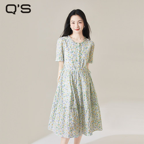 QS秸熙浪漫印花连衣裙