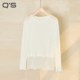 蕾丝拼接显瘦打底衫 QS秸熙2025秋新款 百搭纯色圆领套头T恤衫 上衣