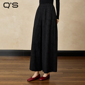 QS秸熙2025冬新款 松紧腰棉感九分裙裤 复古轻国风新中式 提花休闲裤